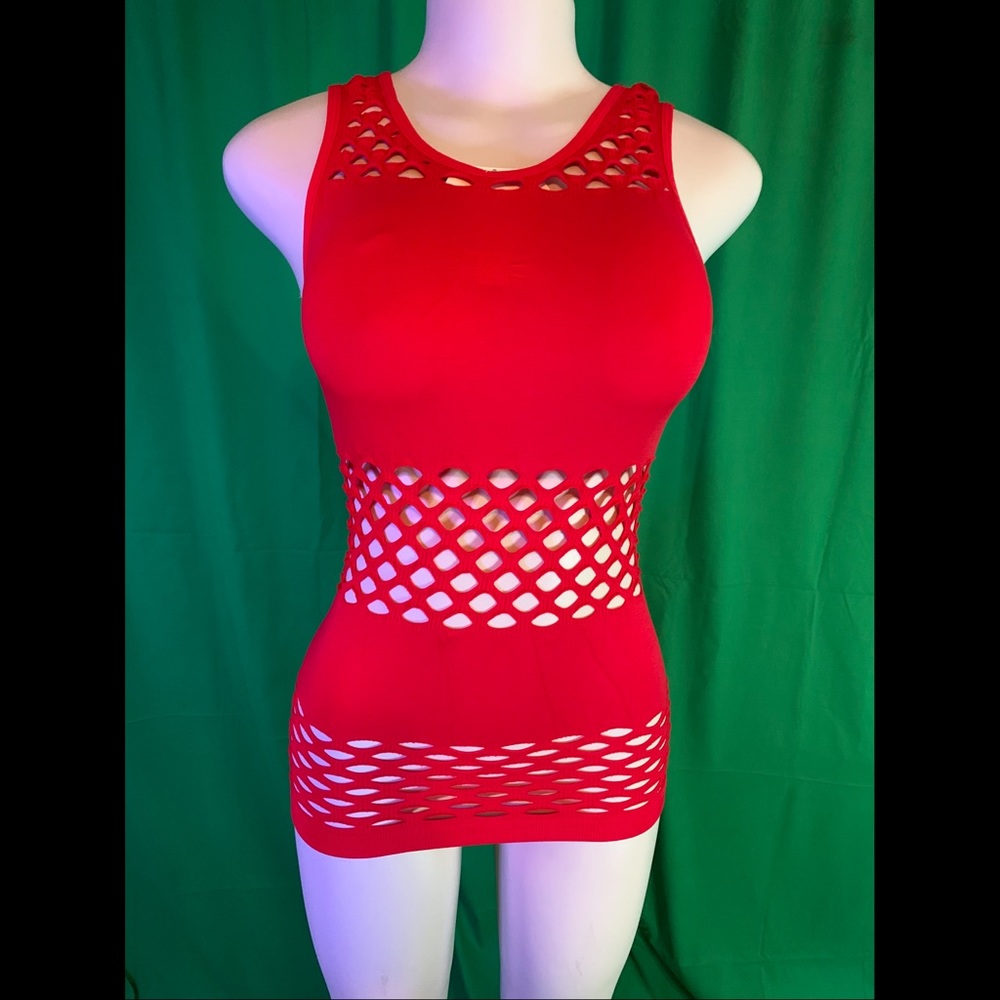 Red netted shirt / cover up